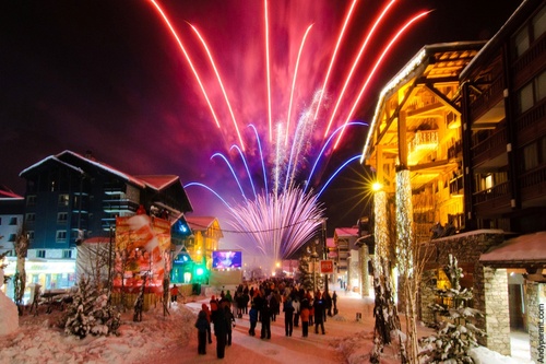 New year ski chalets - resort firework party