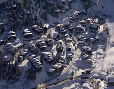 Chalets in Plagne 1800 - an aerial view