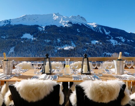 Chalets in Klosters and hotels in Klosters - view from the Chalet Chesa Falcun balcony