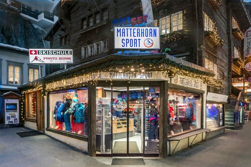 Ski hire Zermatt - Matterhorn Sport on the main Bahnhofstrasse of Zermatt