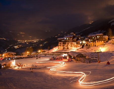 Montchavin ski resort at night